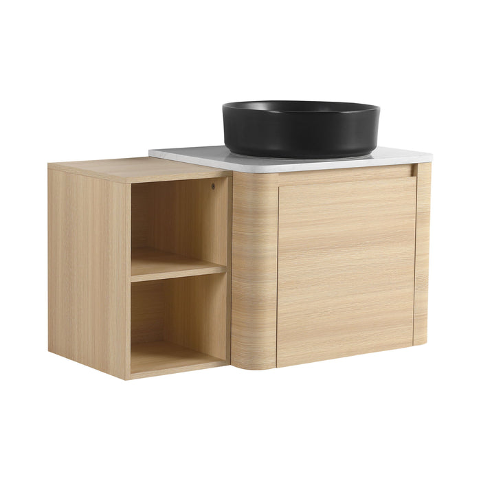 Mounted Bathroom Vanity With Art Sink, Storage Shelves, Soft Close Door Home Essentials
