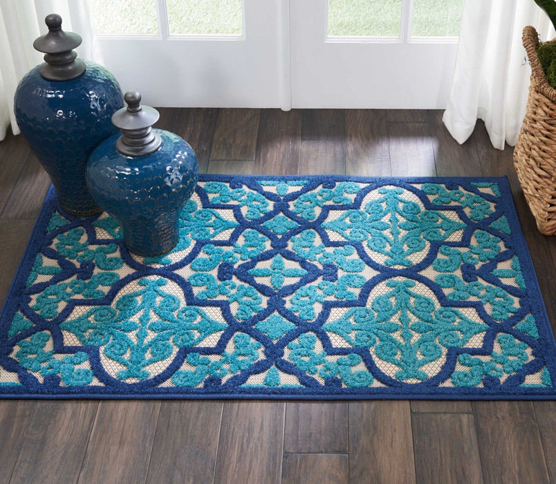 3' X 4' Moroccan Indoor Outdoor Area Rug - Blue