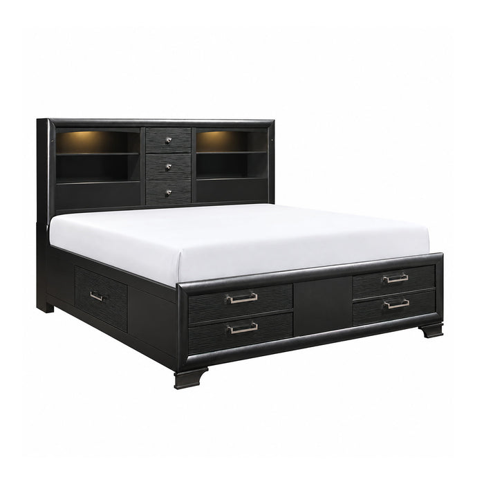 Civic - 5 Piece Storage Bedroom Set With Bookcase Headboard Global Furniture USA