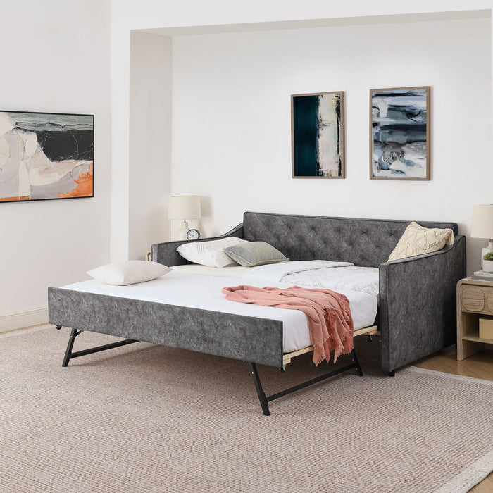 Daybed With Pop Up Trundle And USB Charging Armrest Home Essentials