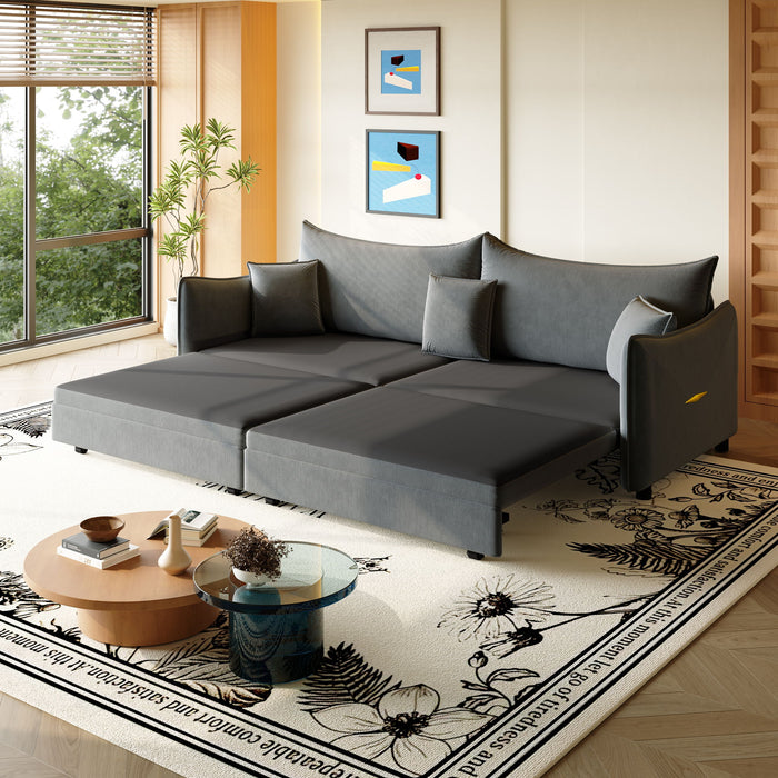 King Pull Out Sofa Bed, 3-In-1 Convertible Bed With 3 Pillows Home Essentials