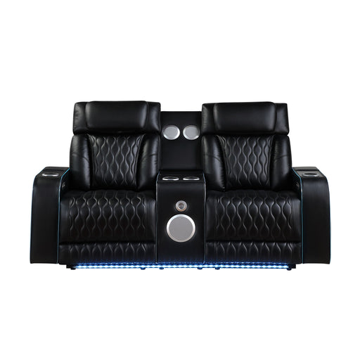 Electra - Power Reclining Loveseat With Power Headrests, Console, Speakers, Massage, LED Lighting And USB Control Matrix Furniture Group