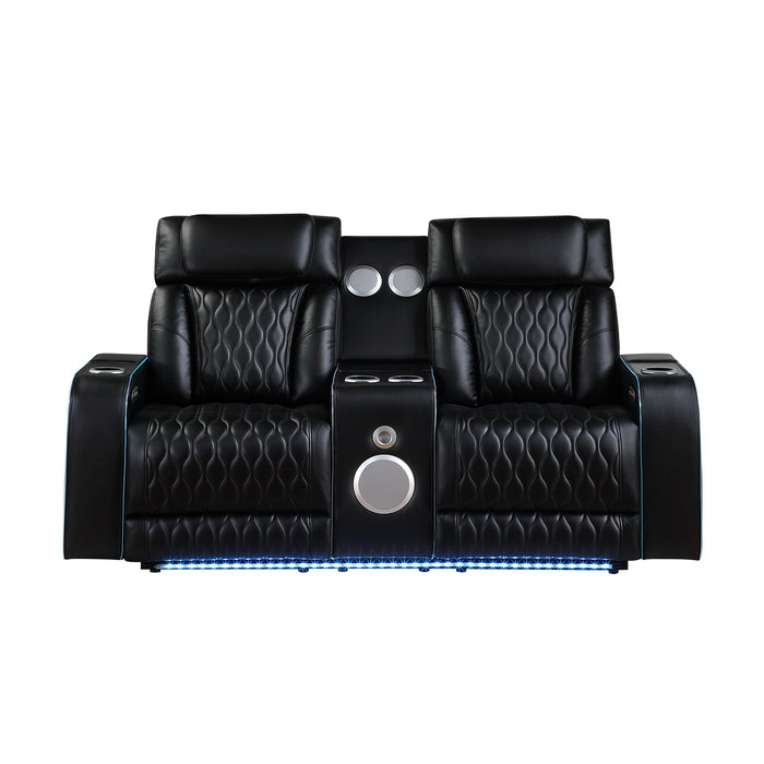 Electra - Power Reclining Loveseat With Power Headrests, Console, Speakers, Massage, LED Lighting And USB Control Matrix Furniture Group