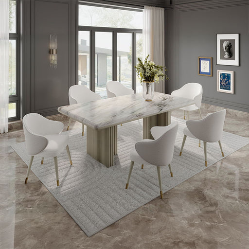 Charity - Dining Table - Natural Marble Top & Gray Oak ACME