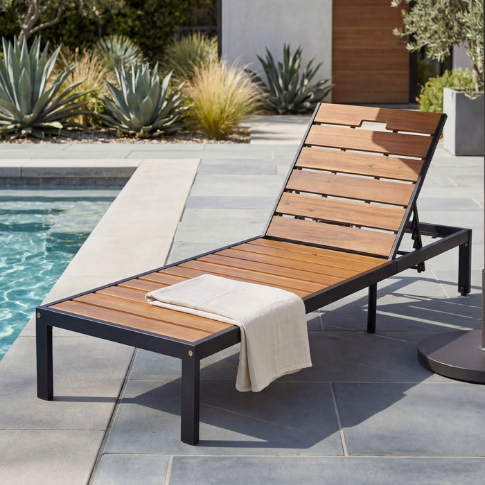 Outdoor Chaise With Adjustable Backrest Hearth and Haven