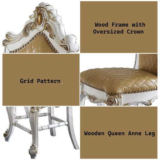 Picardy - Counter Height Chair (Set of 2) - Butterscotch Synthetic Leather & Antique Pearl ACME
