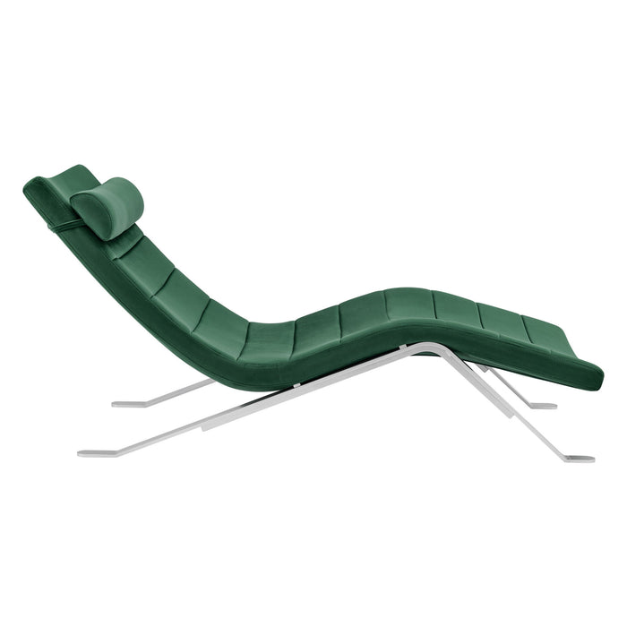 Velvet Lounge Chair - Green And Silver