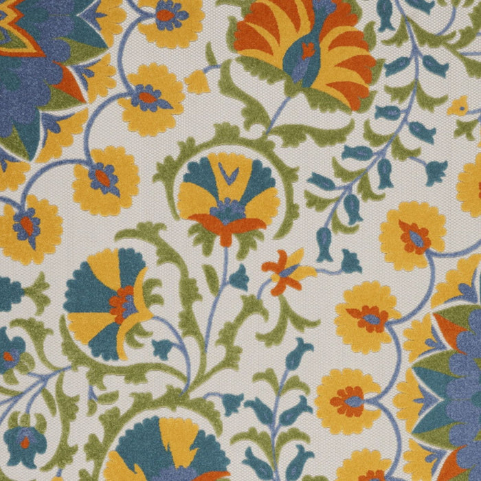 10' X 13' Toile Non Skid Indoor / Outdoor Area Rug - Blue Yellow / White