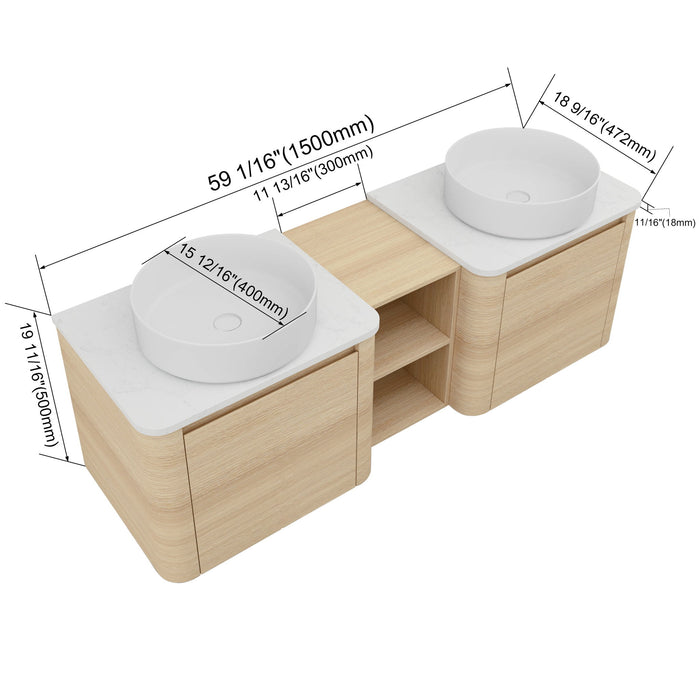 Mounted Bathroom Vanity With Art Sink, 1 Storage Shelf, Soft Close Door Home Essentials