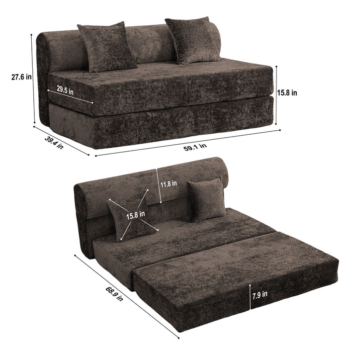Convertible Design Sofa Bed, 2 Seater Fold Out Floor Couch Home Essentials