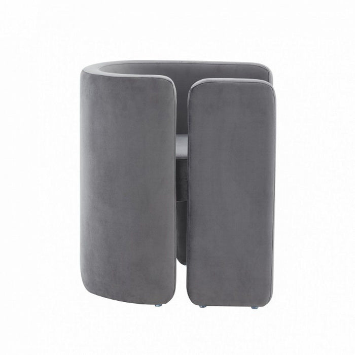 Velvet Asymmetrical Base Arm Chair 24" - Gray