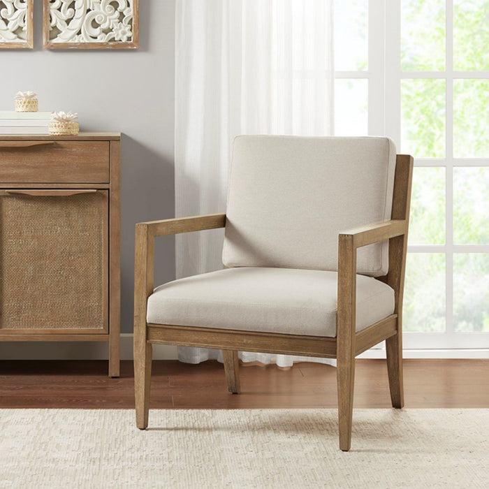 Tage - Upholstered Accent Armchair With Slatted Back Design - Ivory
