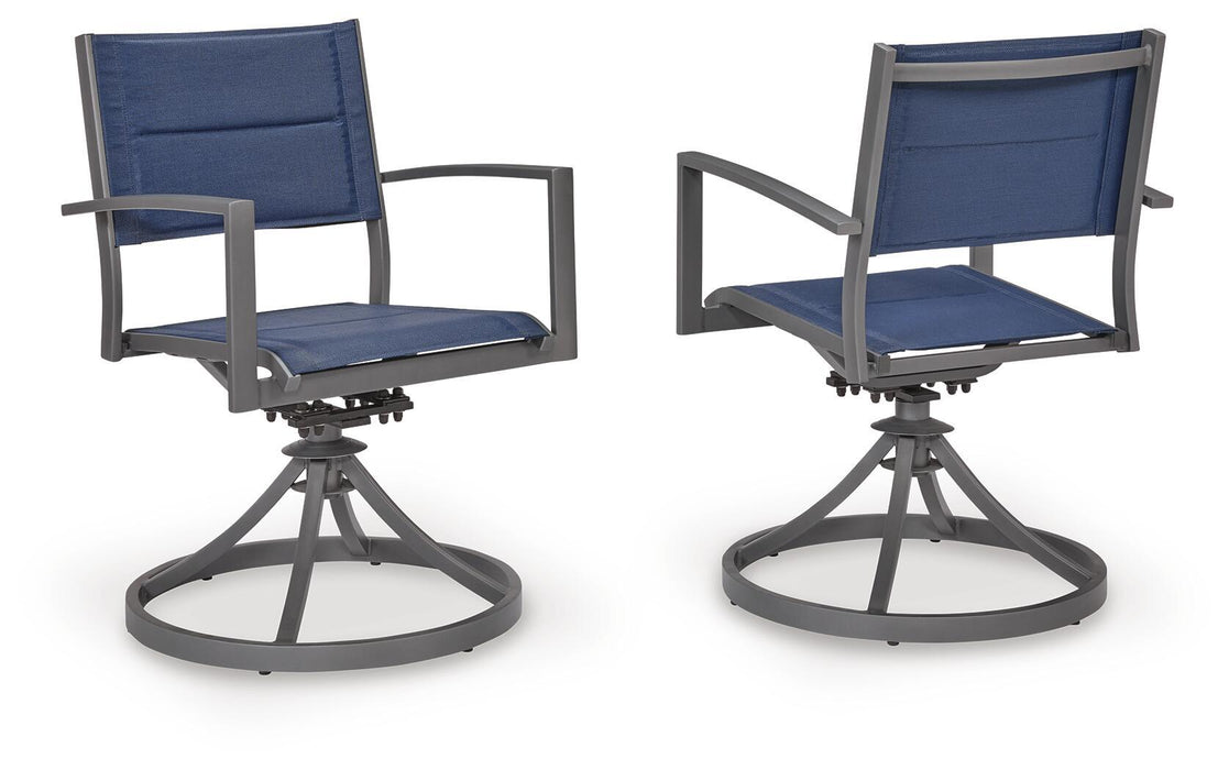 Rocky Creek - Sling Swivel Chair (Set of 2) - Blue / Gray Signature Design by Ashley®