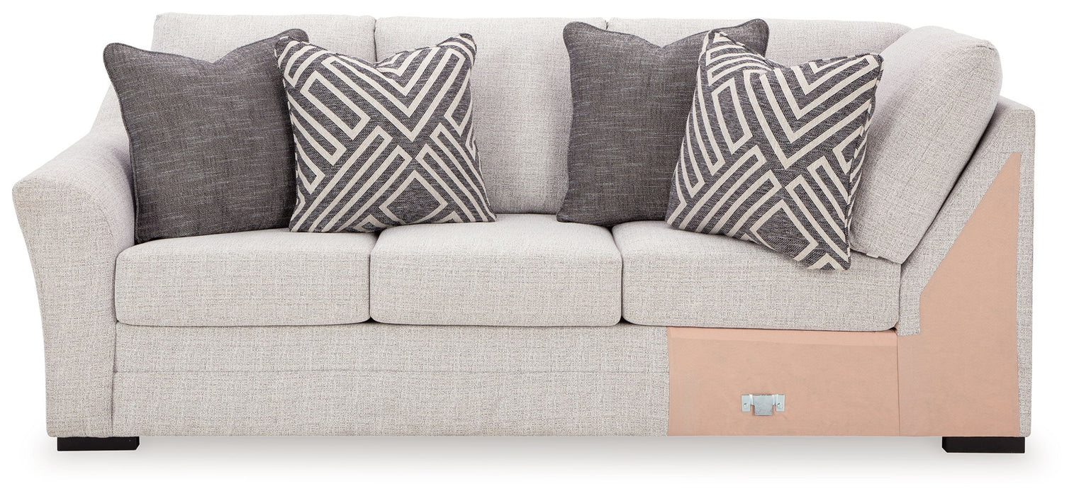 Koralynn - Laf Sofa with Corner Wedge - Stone Benchcraft®