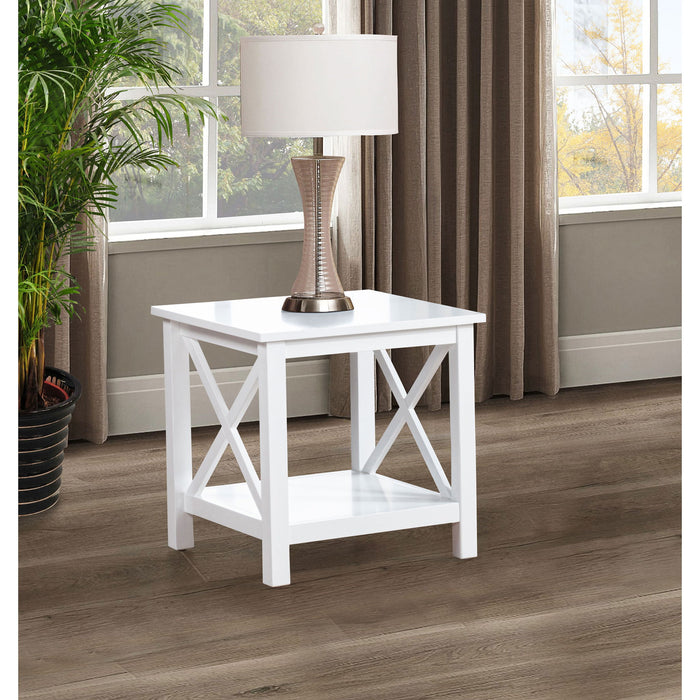 Slater - End Table With X Frame Trim - White Furniture Max