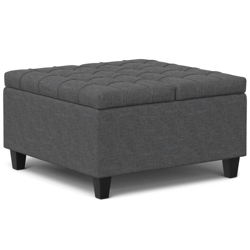Harrison - Small Square Coffee Table Storage Ottoman - Gray Simpli-Home