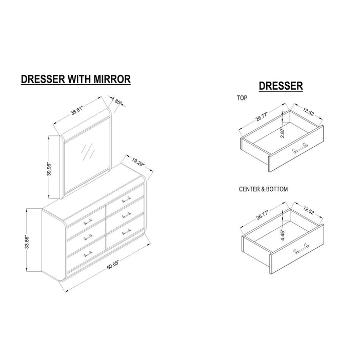 Gigi - Mirror With LED Lights, Large Scale Design For Dressers - Gold Global Furniture USA
