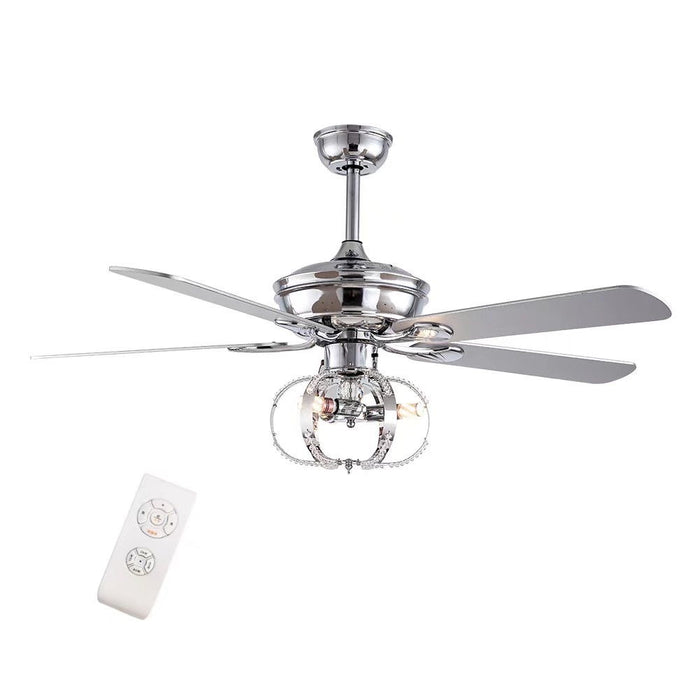 Modern Metal Chandelier Ceiling Fan - Silver