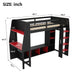 Gaming Loft Bed With Desk, Multi Storage Shelves, LED Lighting, And Hanging Clothes Rack Hearth and Haven