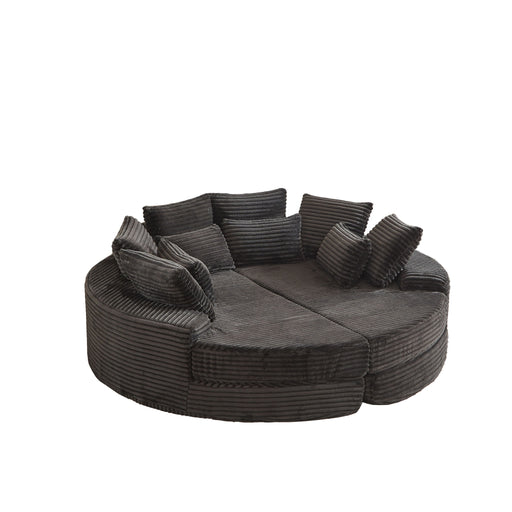 Round Oversized Sofa Bed With 5 Throw Pillows Home Essentials