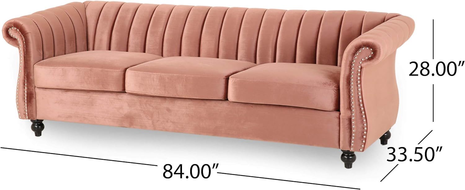 3 Seater Sofa - Blush / Velvet
