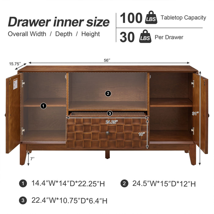 TV Stand With 3D Wood Texture - Brown Home Essentials
