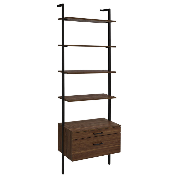 Wendell - 4 Shelf Storage Wall Bookshelf - Walnut Furniture Max