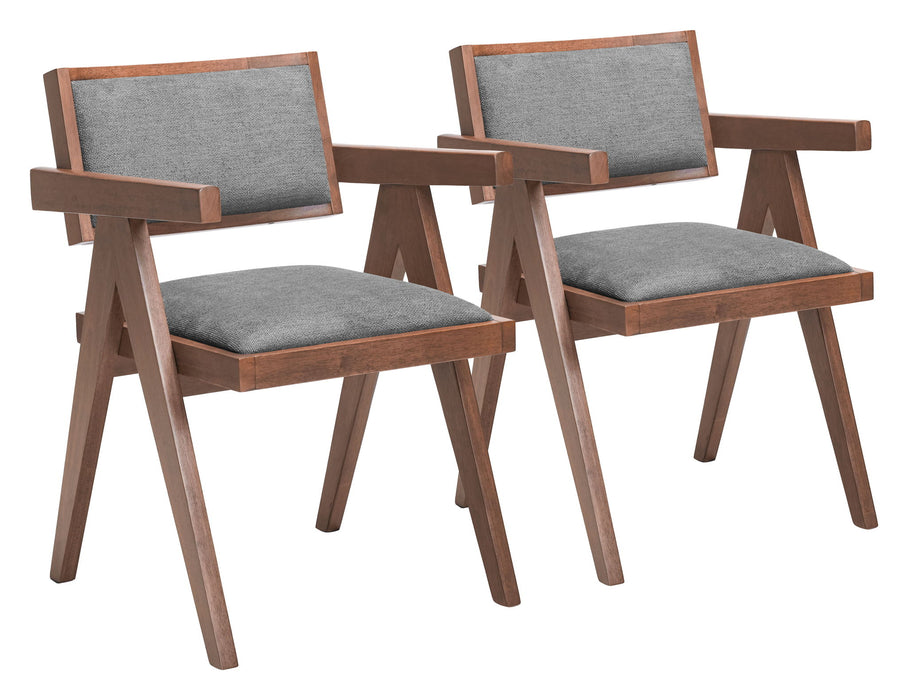 Delhi - Dining Chair (Set of 2) - Gray / Walnut Zuo Modern