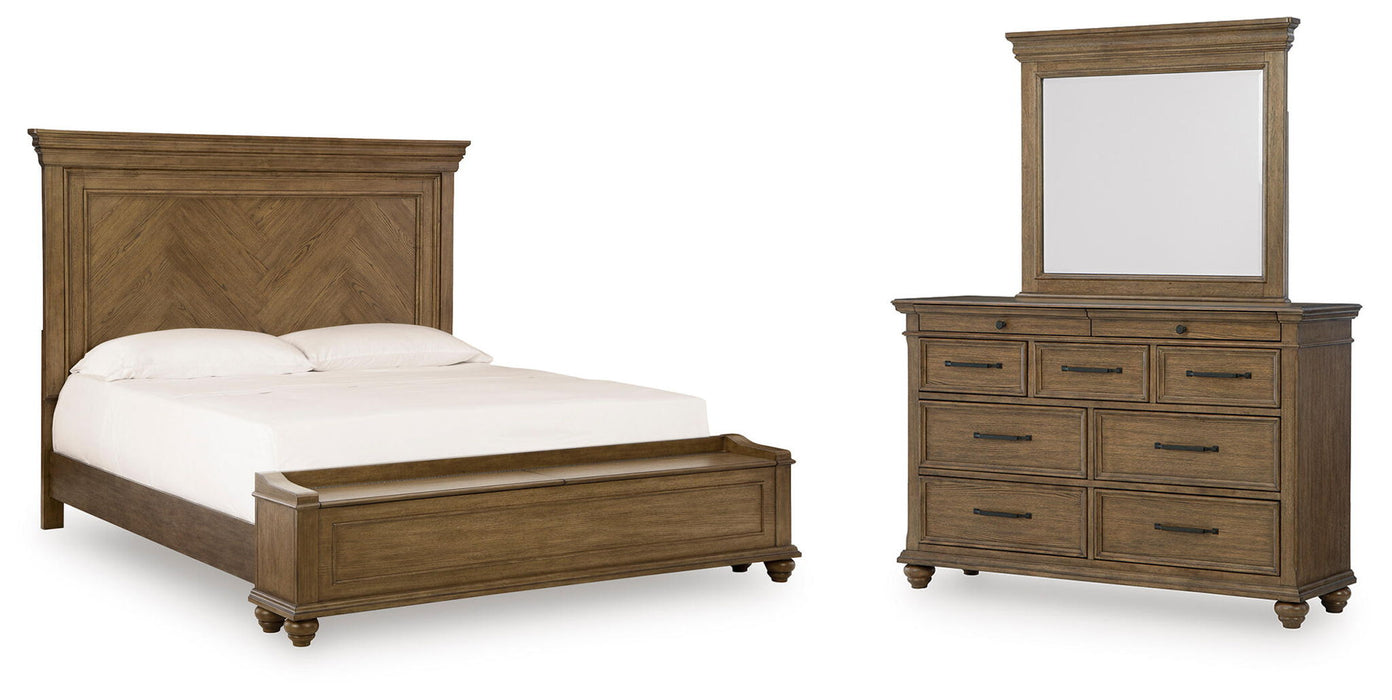 Karallin - 3 Pc. - Queen Panel Storage Bed, Dresser And Mirror - Medium Brown Signature Design by Ashley®