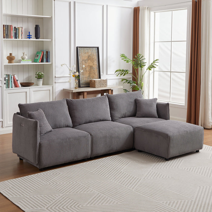 Modern Minimalist Combination Sofa With 2 Comfort Cushions With USB & C Charging Ports