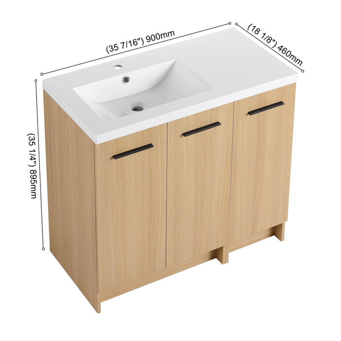 Wall Mounted Floating Bathroom Vanity With Sink, 3 Door Modular Cabinet Home Essentials