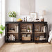 Modern Arched Glass Sideboard With 6 Doors, Buffet Cabinet With Storage And Adjustable Shelves Home Essentials