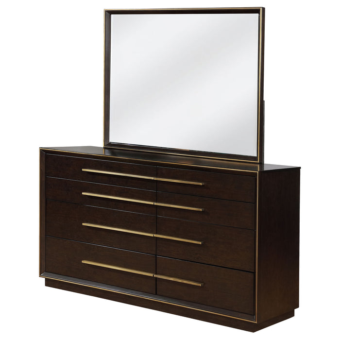 Prescott - 8 Drawer Dresser With Mirror - Smoked Peppercorn Brown Furniture Max