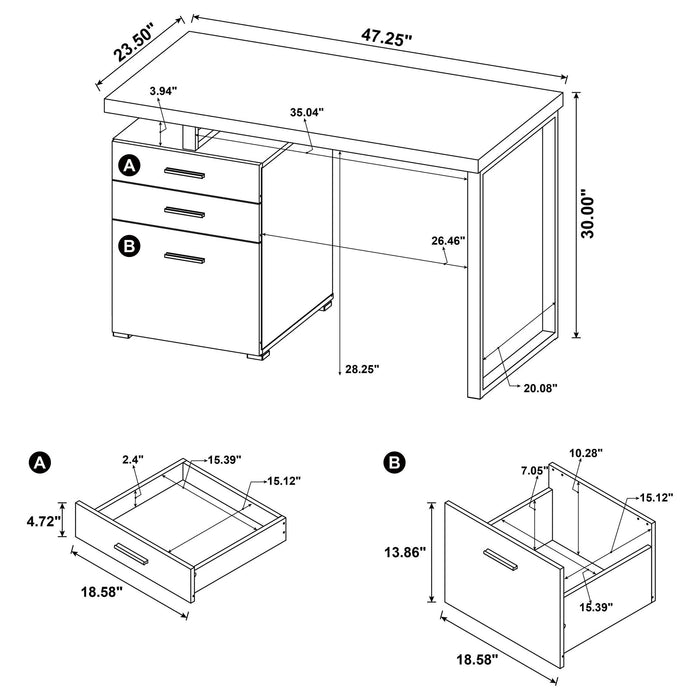 Trowbridge - 3 Drawer Office Desk - Mango Color Furniture Max