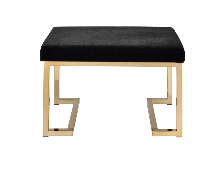 Cotton Blend Ottoman - Black / Gold