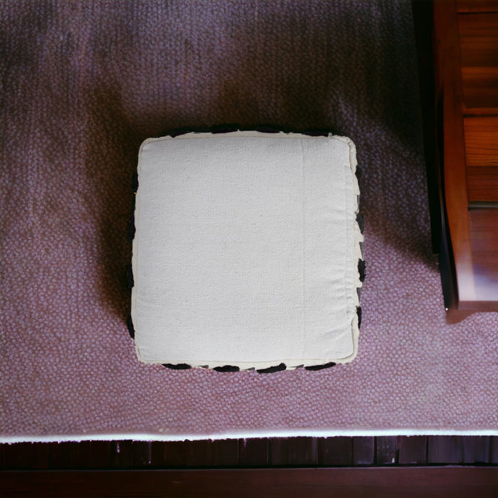 Cotton Ottoman Square - White