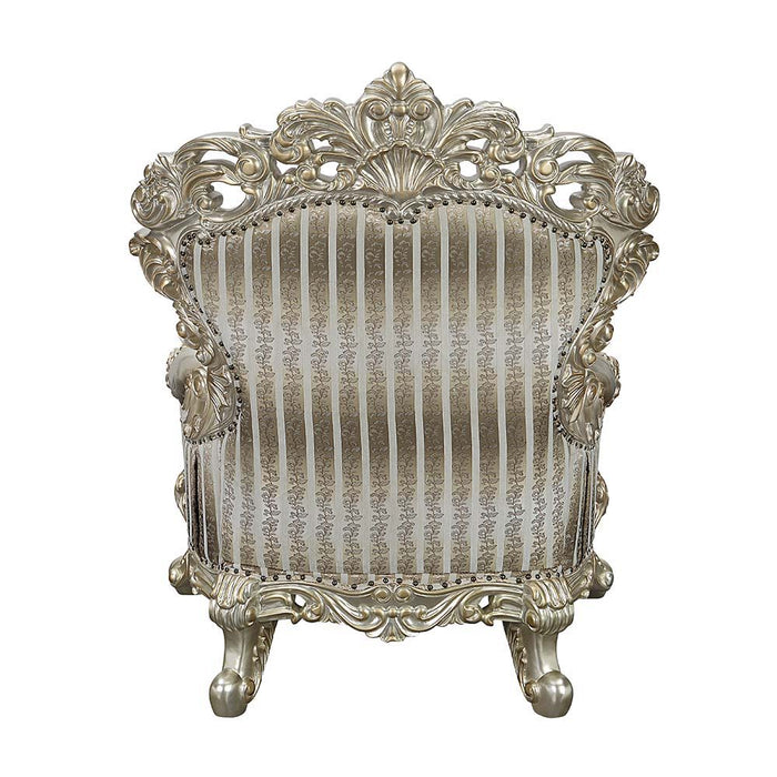 Sorina - Chair With 2 Pillows - Velvet, Fabric & Antique Gold ACME