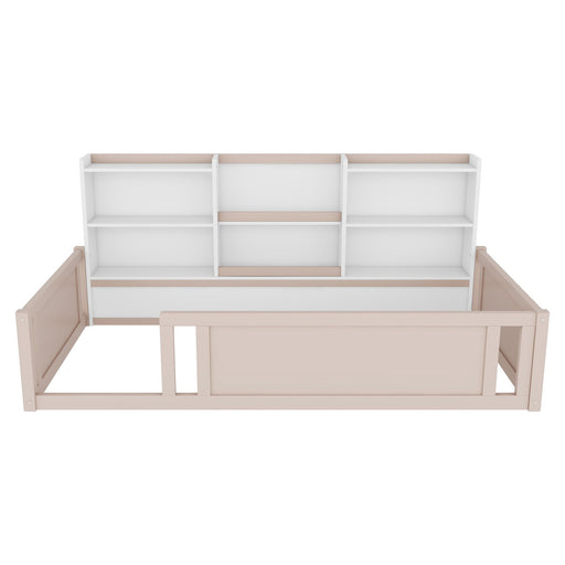 Platform Floor Bed With Guardrail Fence And Side Storage Shelves Home Essentials