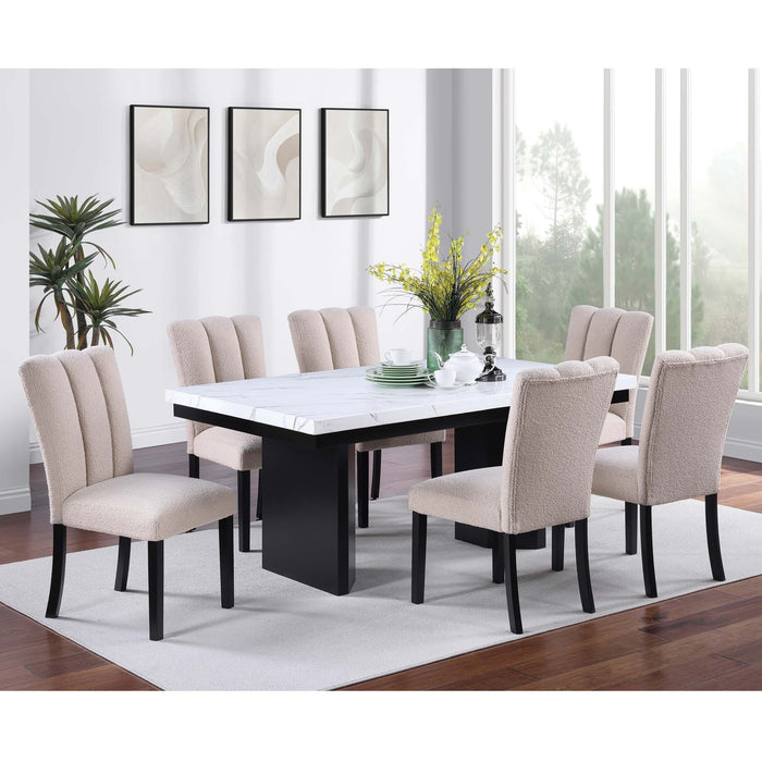 2 Tone Dining Table Set With Upholstered Side Chairs Home Essentials