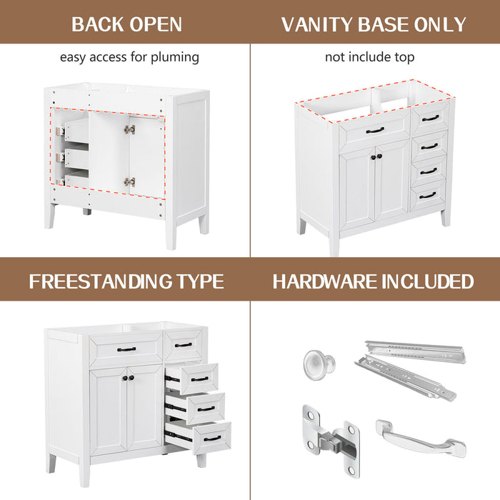 Modern Bathroom Vanity Base Only, 2 Doors And 3 Drawers Hearth and Haven