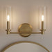 Regal - Double Light Vanity With Clear Ribbed Satin - Antique Brass / Clear Ashcroft Furniture