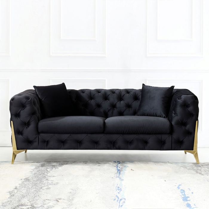 Loveseat With Diamond Button Tufting, Matching Throw Pillows Home Essentials