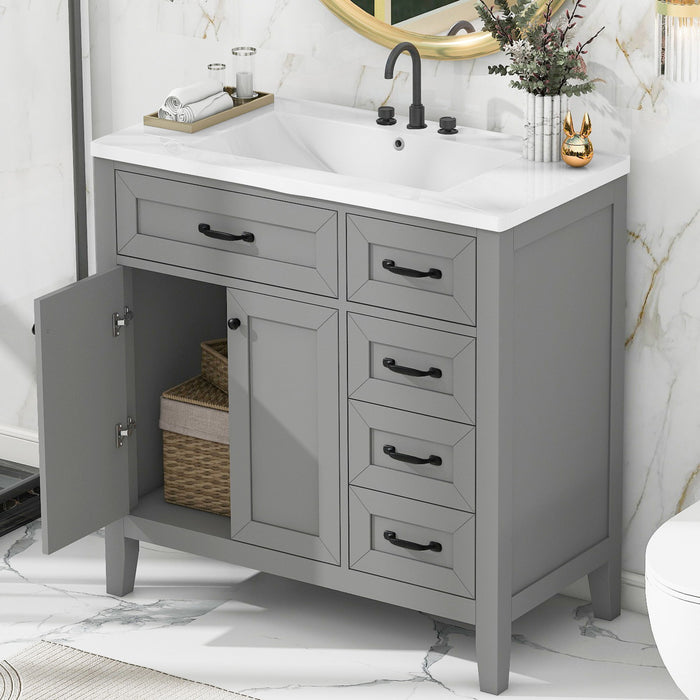 Modern Bathroom Vanity With Sink, Freestanding Design With Drawers And Doors Hearth and Haven