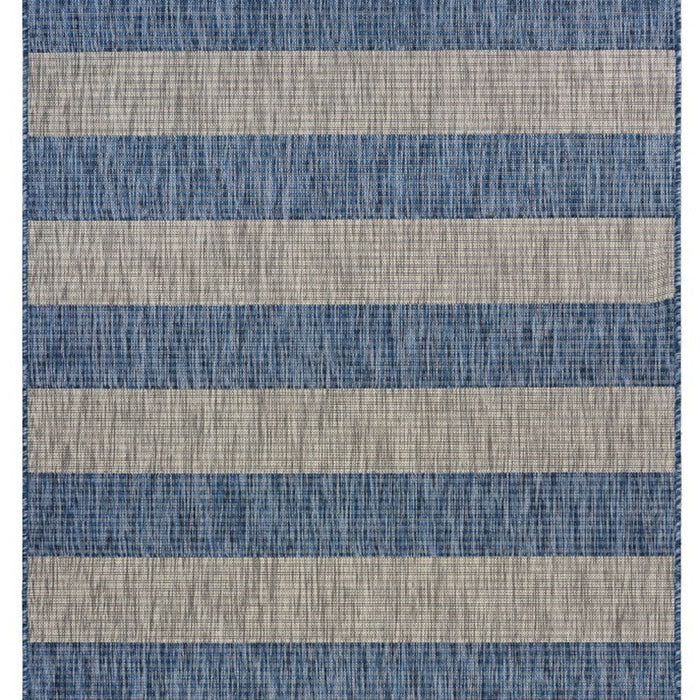 2' X 3' Striped Indoor / Outdoor Area Rug - Blue / Gray