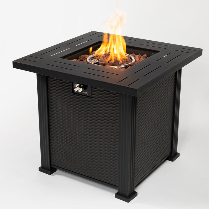 Square Fire Pit Table - Brown Patioseek