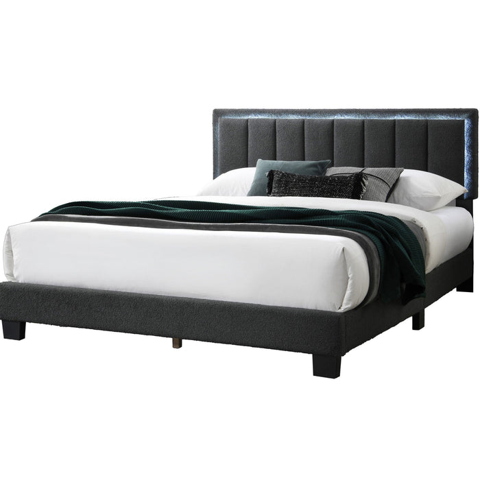 Bed With Channel Tufting And Built In LED Headboard Home Essentials