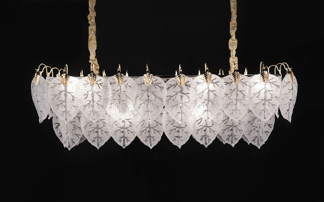 Michael Amini Lighting - Autumn 12-Light Rectangular Chandelier - Frost / Gold Michael Amini