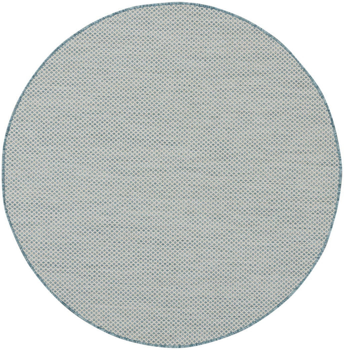 4' Round Geometric Power Loom Area Rug - Blue