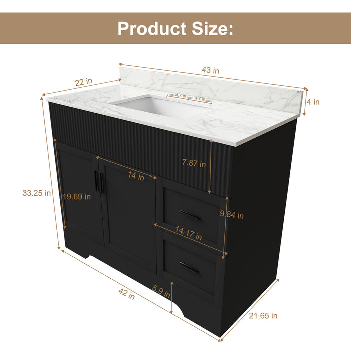 Bathroom Vanity Set, Soft Close Doors & Drawers, 3 Faucet Holes, Sink Included - Black Home Essentials