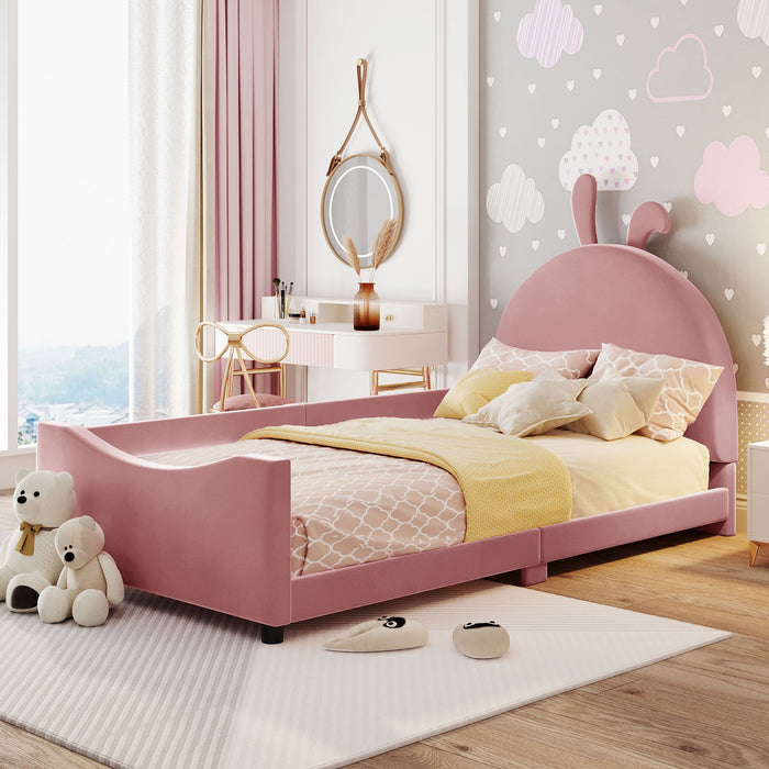 Upholstered Daybed With Rabbit Ear Shaped Headboard